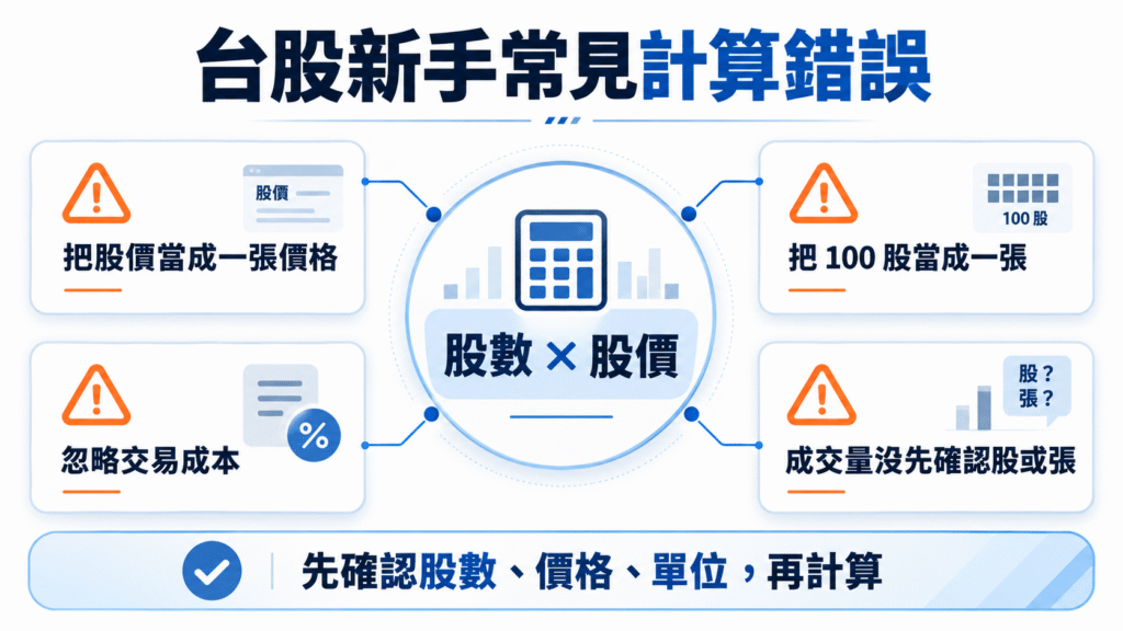台股一張與零股常見計算錯誤