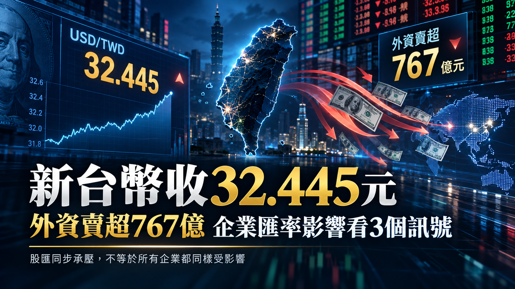 2026年10月19日新台幣兌美元收32.445元、外資賣超約767億元，台股與外匯資金流研究