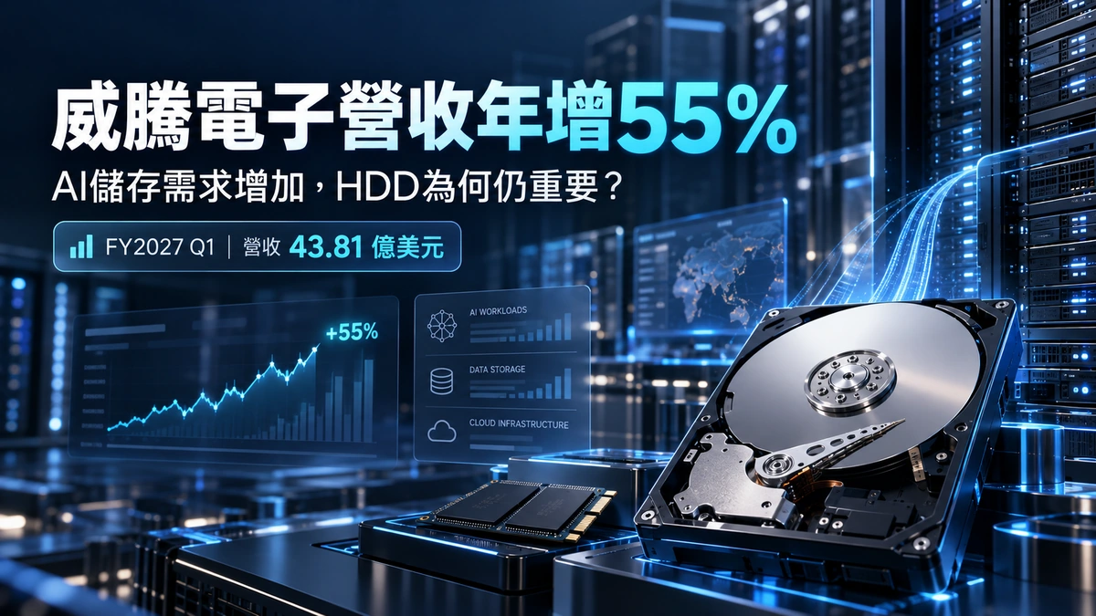 威騰電子 FY2027 第一季營收年增 55%，AI 儲存需求與大容量 HDD 研究封面